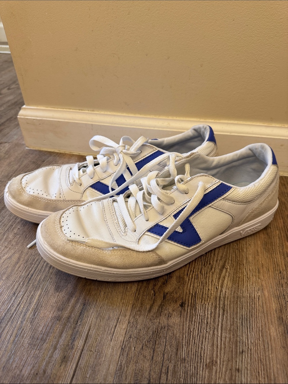 Vans White and Blue Low-Top Sneakers